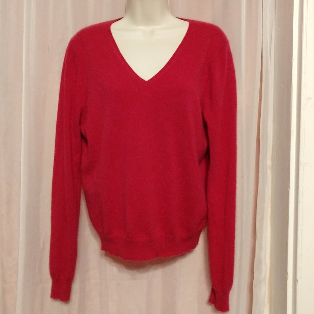 Two Ply Cashmere Red V-Neck Sweater